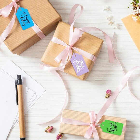 100 PCS Gift Tags with String Attached, 1.7x2.8 inch Colored Gift Tags for Prese - Picture 7 of 8